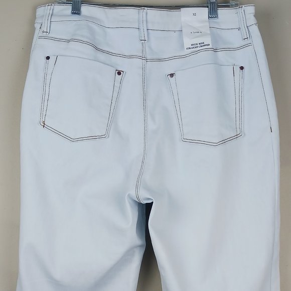 A LOVES A| NWT Sky Blue High Rise Straight Cropped Denim Size 32 - Picture 4 of 10